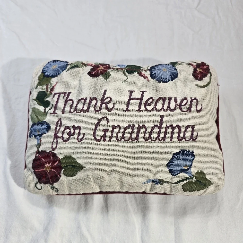 Grandma Gift VTG Embroidered Throw Pillow